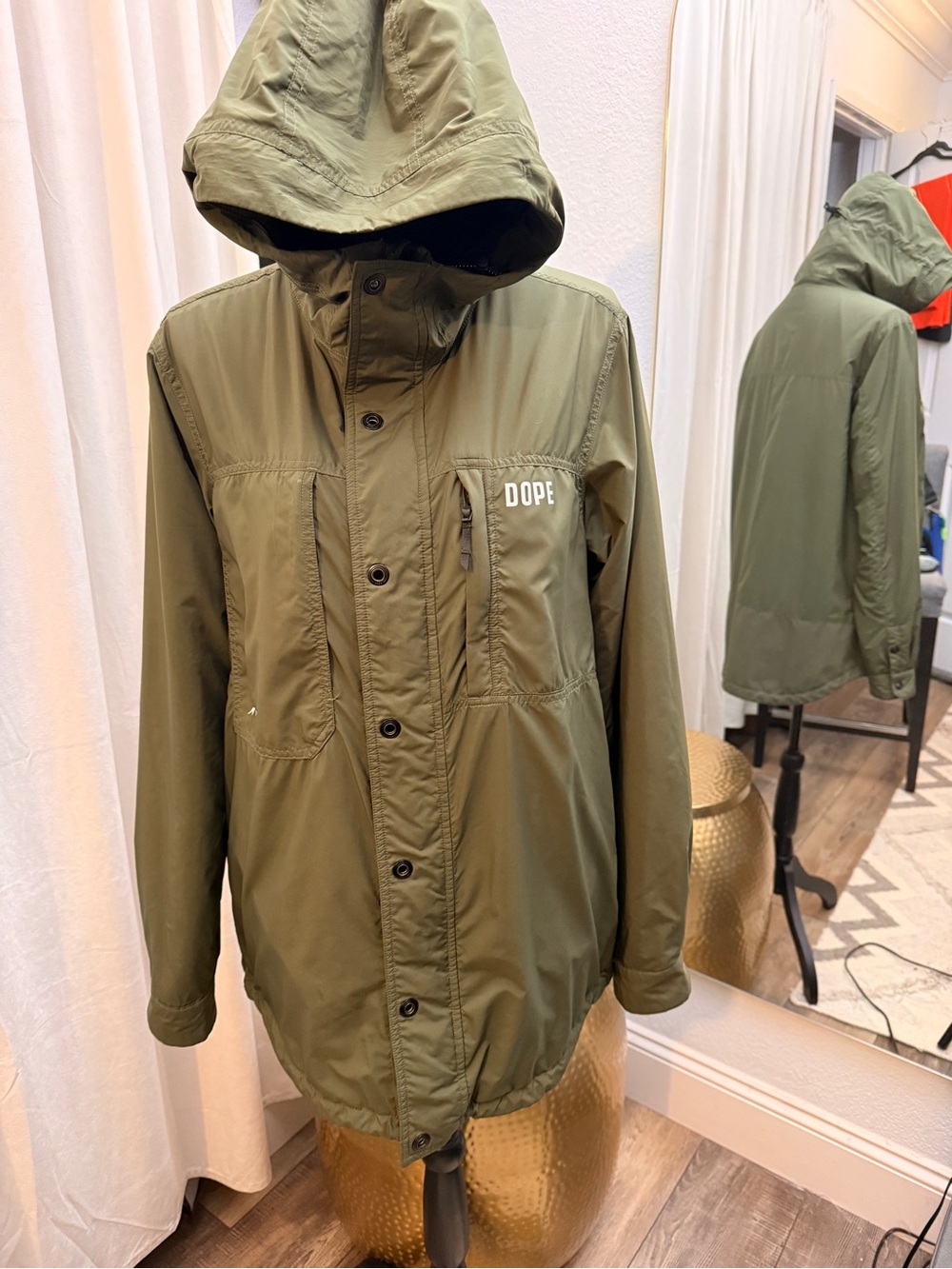DOPE unisex Olive Green Hooded Jacket - L